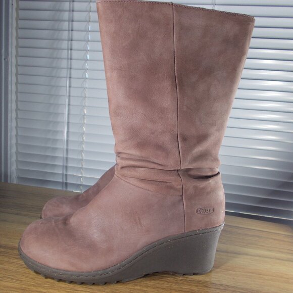 Keen 1007694 Akita Leather Mid Calf Wedge Chelsea Boots Women's 7.5 - Picture 1 of 5